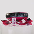 SiaLinda Premium Leather Collar black red with glitter - Made in Italy